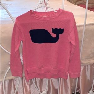 Vineyard Vines Pink Navy Whale Sweater Girls 4T